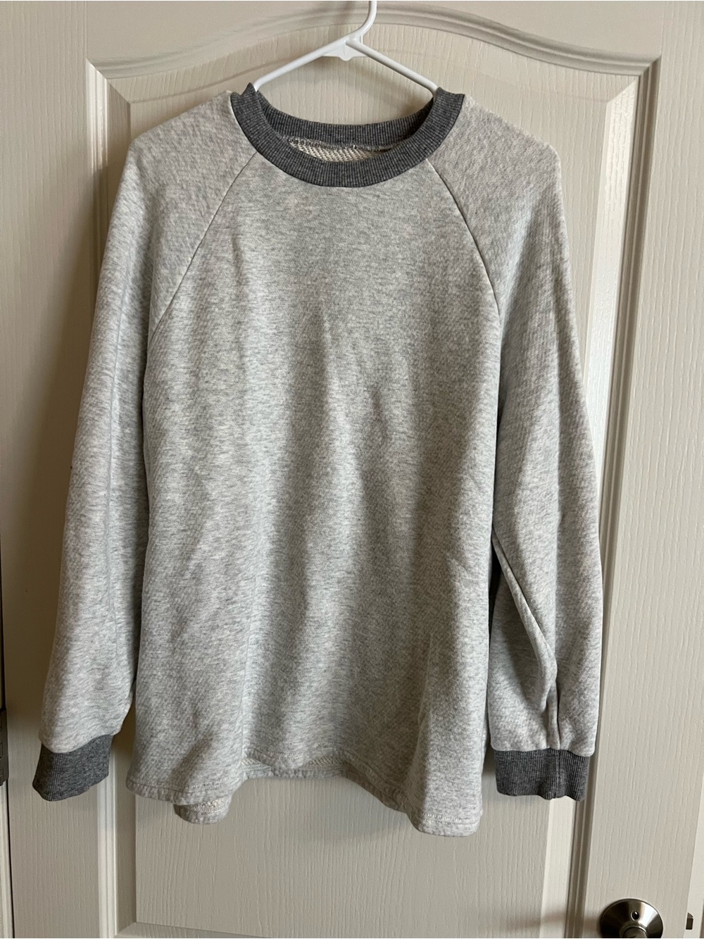Madewell Light Gray Crewneck Sweatshirt with Dark Gray Trim